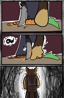 anthro carrot food knife male plant preparing_food shaking solo trembling vegetable brradett tim_(brradett) scalie absurd_res comic hi_res