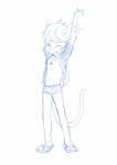 anthro armpit_hair body_hair briefs bulge clothed clothing jewelry male necklace one_eye_closed open_clothing open_shirt open_topwear pubes shirt solo topwear underwear young young_anthro young_male sharparadise domestic_cat felid feline felis mammal absurd_res hi_res line_art sketch