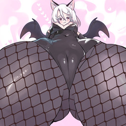 bat_wings blush butt camel_toe clothing eyelashes female fishnet_clothing fishnet_legwear fluffy_ears genital_outline legwear looking_at_viewer low-angle_view membrane_(anatomy) membranous_wings playboy_bunny red_eyes solo tights vulva_outline white_eyelashes wings worm's-eye_view sylversaya animal_humanoid bat bat_humanoid humanoid mammal mammal_humanoid 1:1 hi_res