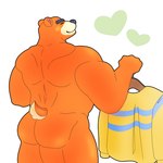 anthro back_muscles barazoku biceps biped blush blush_stickers brown_body brown_fur butt clothing eyebrows fur heart_symbol holding_object male muscular muscular_anthro muscular_male muscular_thighs nude quads simple_background smile solo standing sweater tail tan_body tan_fur thick_thighs topwear white_background cerraphim animal_crossing nintendo teddy_(animal_crossing) bear mammal 1:1 2023 digital_media_(artwork) hi_res