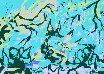 ambiguous_gender black_body black_fur branch duo feral fur leaf plant smile wavy_mouth yellow_body yellow_fur naircat domestic_cat felid feline felis mammal 2017 digital_drawing_(artwork) digital_media_(artwork) microsoft_paint_(artwork) restricted_palette