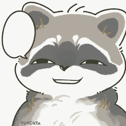 black_eyes black_nose chibi feral grey_body simple_background solo white_body yencatx spy_x_family mammal procyonid raccoon 1:1 2022 bust_portrait icon portrait