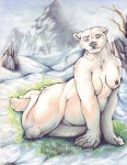 anthro areola blue_eyes breasts claws feet female fur genitals nipples nude outside overweight overweight_anthro overweight_female pose pussy slightly_chubby solo toe_claws finalflight bear mammal polar_bear ursine pinup