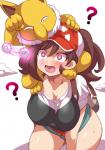 big_breasts bodily_fluids bottomwear breasts brown_eyes brown_hair clothing duo female forced hair hypnosis kemono male male/female mind_control open_mouth question_mark shirt shorts sweat topwear konno_tohiro nintendo pokemon pokemon:_let's_go elaine_(pokemon) generation_1_pokemon human hypno_(pokemon) mammal pokemon_(species) hi_res