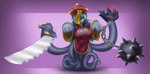 asian_clothing blue_body blue_skin breasts chinese_clothing chinese_dress cleavage cleavage_cutout clothed clothing cosplay cutout dress ear_fins east_asian_clothing female fin green_eyes hair head_tentacles jiangshi_costume markings multi_head red_eyes solo talisman teal_hair tentacles weapon yellow_eyes ather_os capcom darkstalkers hsien-ko_(darkstalkers) kath'ool_(deathwing_vt) humanoid marine scylla absurd_res hi_res