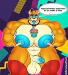 80's_theme abs abstract_background anthro areola balls barazoku biceps big_areola big_balls big_muscles big_nipples big_pecs birthday bow_tie candle claws clothing cupcake deltoids ear_piercing ear_ring erection eyebrows food front_view fur genitals glans hand_on_chest hand_on_pecs happy_birthday hat headgear headwear huge_areola huge_arms huge_balls huge_muscles huge_nipples huge_pecs huge_thighs humanoid_genitalia humanoid_penis hyper hyper_muscles legwear looking_at_viewer male markings muscular muscular_anthro muscular_male nipple_fetish nipple_penetration nipple_play nipples nude open_mouth open_smile pec_grab pec_squeeze pecs penetration penis piercing quads ring_piercing smile standing talking_to_viewer teeth text thick_arms thick_thighs thigh_highs tongue top_hat tuft grumpyfloof five_nights_at_freddy's five_nights_at_freddy's:_security_breach scottgames steel_wool_studios glamrock_freddy bear mammal absurd_res english_text hi_res