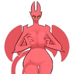 big_breasts breast_squeeze breasts embarrassed female front_view genitals horn huge_breasts looking_at_viewer nude pose pussy red_body simple_background solo squeezing standing thick_thighs white_background wings yellow_sclera southway satina_(series) lucia_(satina) demon demon_humanoid horned_humanoid humanoid winged_humanoid 2024 cel_shading digital_drawing_(artwork) digital_media_(artwork) portrait shaded three-quarter_portrait