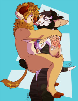 amputee anal anal_orgasm anal_penetration anthro anthro_on_anthro anthro_penetrated anthro_penetrating anthro_penetrating_anthro arm_tattoo blue_background bodily_fluids cum cum_in_ass cum_inside cum_while_penetrated disability duo ejaculation erection eye_contact facial_piercing fur genital_fluids genitals hands-free hooves horn humanoid_genitalia humanoid_penis looking_at_another looking_pleasured male male/male male_on_bottom male_on_top male_penetrated male_penetrating male_penetrating_male multicolored_body multicolored_fur nipples nose_piercing nude on_bottom on_top orgasm penetration penile penile_penetration penis piercing precum saliva sex simple_background simultaneous_orgasms smile stand_and_carry_position standing standing_sex striped_body stripes tail tail_motion tail_tuft tailwag tattoo tongue tongue_out tuft majorpiece mammal unknown_species hi_res signature