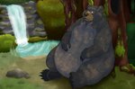 anthro belly chubby_cheeks grass male overweight overweight_anthro overweight_male paws plant sitting slightly_chubby slightly_chubby_male solo tree waterfall pumex brother_bear disney tug_(brother_bear) bear brown_bear grizzly_bear mammal ursine hi_res