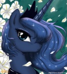 blue_body blue_eyes blue_fur blue_hair female feral flower fur hair horn plant solo starry_hair unicorn_horn john_joseco friendship_is_magic hasbro my_little_pony mythology princess_luna_(mlp) equid equine mammal mythological_creature mythological_equine unicorn 2011 bust_portrait portrait