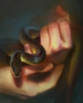 5_fingers ambiguous_gender black_eyes detailed_scales domestic_pet duo feral fingers held_up iridescent iridescent_scales scales solo_focus tamberella kovu_(tamberella) human mammal python reptile scalie snake water_python detailed digital_media_(artwork)