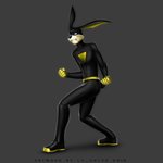 abs black_nose blue_eyes bodysuit clothing male muscular muscular_male simple_background skinsuit solo superhero teeth text tight_clothing la_volpe loonatics_unleashed looney_tunes warner_brothers ace_bunny lagomorph leporid mammal rabbit 1:1