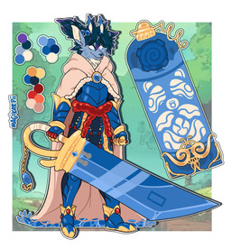 anthro antlers armor biped candy clothed clothing dessert food greatsword holding_melee_weapon holding_object holding_weapon horn male male_anthro melee_weapon plantigrade scabbard solo sword warrior weapon magikarpii canid canine canis deer hybrid mammal wolf adobe_photoshop_(artwork) digital_media_(artwork) hi_res model_sheet