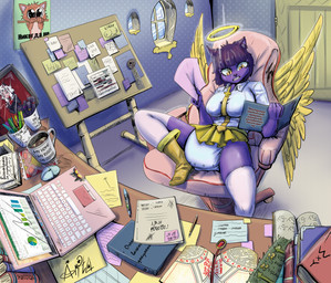 abdl anthro cat_stockings cat_tail clothed clothing cross diaper easter_egg female feral halo holidays inverted_cross orange_eyes purple_body text wearing_diaper arita_tian apple_inc. disney easter gravity_falls helltaker macos microsoft microsoft_excel microsoft_office azazel_(helltaker) domestic_cat felid feline felis mammal absurd_res hi_res russian_text translation_check translation_request