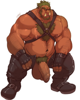 arm_hair balls bdsm beard belly belly_hair belt biceps big_balls big_penis body_hair bondage bondage_gear boots bottomwear bound bracelet brown_hair chest_hair clothing facial_hair fangs fingerless_gloves footwear forearm_hair forearms foreskin front_view genitals gloves hair hairy half-erect handwear happy_trail harness huge_penis humanoid_genitalia humanoid_penis humanoid_pointy_ears jewelry kneeling looking_at_viewer male male_humanoid manly mature_humanoid mature_male muscular muscular_arms muscular_humanoid muscular_male navel nipples not_furry nude orange_eyes pants pecs penis pointy_ears pubes shoes shoulder_hair simple_background solo spread_legs spreading standing teeth thick_penis tusks unretracted_foreskin unzipped vein veiny_penis zipper komboochie humanoid orc 4:5 better_version_at_source hi_res