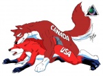 all_fours ambiguous_gender america anal anal_penetration anthro biceps biting_political_commentary black_fur black_nose canada canine claws doggystyle duo eyes_closed fox from_behind fur grin loopywolf male mammal markings muscles open_mouth orange_fur penetration penis plain_background raised_tail red_eyes red_fur sex socks_(marking) tattoo teeth toe_claws white_background white_fur
Rating: Explicit
Score: 6
User: Cimerax
Date: October 21, 2012