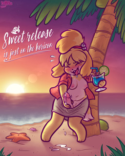 alcohol anthro areola beach bell beverage black_nose blush bodily_fluids bottomwear bottomwear_down breasts clothed clothed_anthro clothed_gynomorph clothed_intersex clothing coconut coconut_tree cum cum_drip cum_on_ground cum_string dipstick_tail dripping drooling drupe_(fruit) ejaculation erection eyes_closed floppy_ears flying_sweatdrops food fruit fruit_tree fur genital_fluids genitals glans gynomorph hair hand_on_penis holding_beverage holding_object humanoid_genitalia humanoid_penis intersex markings masturbation monotone_bottomwear monotone_clothing monotone_skirt multicolored_tail navel nipples open_clothing open_mouth open_shirt open_topwear orgasm outside palm_tree partially_clothed penile penile_masturbation penis plant public public_erection saliva sand sea seaside shirt skirt skirt_down sky smile solo standing substance_intoxication sunset sweat sweatdrop tail tail_markings teeth text tongue tongue_out topwear tree water yellow_body yellow_fur keffotin animal_crossing nintendo isabelle_(animal_crossing) canid canine canis domestic_dog mammal shih_tzu toy_dog 2019 4:5 absurd_res english_text hi_res trans_(lore) trans_woman_(lore)