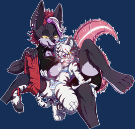4_toes 5_fingers accessory anthro anthro_on_anthro areola areola_slip arm_markings arm_tattoo arm_tuft aroused balls_outline bandage barefoot big_breasts big_ears big_tail blush blush_lines bodily_fluids bottomwear bottomwear_around_one_leg bottomwear_down bottomwear_pull bow_ribbon breast_awe breasts bulge candy cheek_tuft claws clothed clothed_anthro clothed_female clothed_male clothing clothing_around_one_leg clothing_pull countershade_breasts countershade_face countershade_feet countershade_fur countershade_hands countershade_legs countershade_torso countershading crop_top crossdressing crossdressing_male cute_fangs dessert detailed_bulge dipstick_tail duo ear_markings ear_piercing ear_ring elbow_tuft erection erection_under_clothing eyebrow_piercing eyebrow_through_hair eyebrows eyelashes facial_piercing facial_tuft fangs feet female female_anthro femboy finger_claws fingers food food_in_mouth fur fur_markings fur_tuft furgonomics genital_fluids genital_outline hair hair_accessory hair_between_eyes hair_bow hair_over_eye hair_ribbon heart_pupils heart_symbol hearts_around_head highlights_(coloring) holographic_tail imminent_sex interspecies iris leg_markings legwear lollipop lollipop_in_mouth long_tail looking_at_breasts male male/female male_anthro markings multicolored_body multicolored_fur nails narrowed_eyes nipple_slip nipples no_bra one_eye_obstructed one_fang open_mouth open_smile outline panties pattern_bottomwear pattern_clothing pattern_panties pattern_underwear piercing precum precum_through_clothing precum_through_underwear pupils raised_leg ribbons ring_piercing saliva saliva_string sharp_teeth shirt short_hair shorts shoulder_markings simple_background skirt skirt_around_one_leg skirt_pull smile snout stockings striped_body striped_bottomwear striped_clothing striped_fur striped_markings striped_panties striped_tail striped_underwear stripes tail tail_accessory tail_bow tail_markings tail_ribbon tank_top tapering_tail tattoo tears teeth tenting thick_tail thigh_markings toe_claws toes tongue topwear translucent translucent_hair transparent_background tuft two_tone_body two_tone_fur under_boob underwear undressing undressing_another wet wet_clothing wet_panties wet_underwear koud3x jacklynn taigaxholic canid canine canis felid jackal mammal pantherine tiger alpha_channel hi_res shaded signature