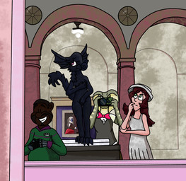 anthro breasts covering covering_breasts covering_crotch covering_self detailed_background embarrassed embarrassing_nudity female front_view group hiding inside male museum nude nude_female public public_nudity sculpture statue rhp mythology faymin_(rhpenguin) dragon human mammal mythological_creature mythological_scalie reptile scalie sea_serpent snake absurd_res digital_drawing_(artwork) digital_media_(artwork) hi_res