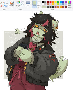 accessory annoyed anthro black_hair bodypaint bottomwear clothed clothed_anthro clothed_female clothing ear_piercing ear_ring electronics face_paint fangs female female_anthro front_view frown fur hair highlights_(coloring) holding_object holding_phone jacket jewelry looking_at_viewer messy_hair necklace notched_ear occult_symbol open_frown open_mouth pants pentagram phone piercing pin_accessory pin_button pink_highlights ring_piercing scar shirt simple_background solo standing sweater symbol teeth text tired topwear whiskers white_body white_fur yellow_sclera kirbscuit deltarune undertale_(series) catti_cattenheimer domestic_cat felid feline felis mammal 2021 aliasing digital_media_(artwork) english_text microsoft_paint_(artwork) portrait three-quarter_portrait