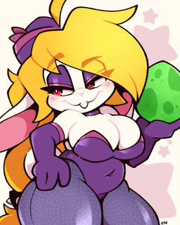 anthro armwear belly big_breasts blonde_hair blush braided_hair breasts buckteeth choker cleavage clothed clothing egg elbow_gloves eyebrow_through_hair eyebrows eyeshadow female fishnet_clothing fishnet_legwear fur gloves hair handwear hat headgear headwear holding_egg holding_object holidays jewelry legwear leotard long_hair looking_aside makeup navel_outline necklace pantyhose pupils raised_eyebrow smile solo star_(shape) teeth thick_thighs translucent translucent_hair white_body white_fur white_pupils wide_hips legendofnerd easter mario_bros nintendo super_mario_odyssey broodal hariet_(mario) lagomorph mammal 2024 4:5 hi_res