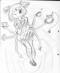 alternative_fashion anthro bottomwear clothing container cup duo fangs female feral j-fashion multi_eye multi_limb one_eye_closed ouji_(fashion) pantaloons smile solo_focus spider_web tea_cup teapot teeth wink nesuki-r undertale undertale_(series) muffet arachnid arthropod spider 2015 black_and_white graphite_(artwork) hi_res monochrome source_request traditional_media_(artwork)