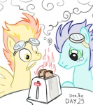 appliance bodily_fluids bread cooking_fail duo epic_fail fail feathered_wings feathers female feral fire food hair kitchen_appliance male simple_background tears toast toaster white_background wings yellow_body yellow_feathers don_ko friendship_is_magic hasbro my_little_pony mythology soarin_(mlp) spitfire_(mlp) wonderbolts_(mlp) equid equine horse mammal mythological_creature mythological_equine pegasus pony low_res