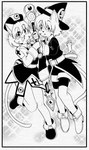 anthro bag cleric clothing duo female hat headgear headwear magic_user male potion smile staff wand euf-dreamer domestic_cat felid feline felis humanoid mammal hi_res monochrome