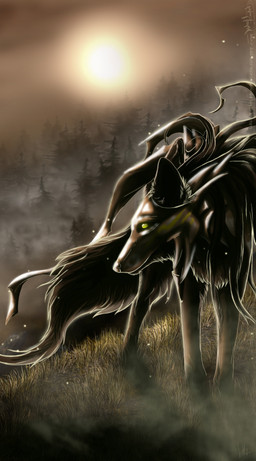 ambiguous_gender day detailed_background feral forest grass outside plant sky solo sun tree wolfroad canid canine canis mammal wolf 2011 digital_media_(artwork) hi_res