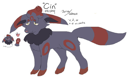ambiguous_gender blush ears_down feral markings pivoted_ears ring_(marking) smile solo text snuffkitt3n nintendo pokemon cin_(snuffkitt3n) eeveelution generation_2_pokemon generation_5_pokemon hybrid pokemon_(species) umbreon zorua handwritten_text trans_(lore)