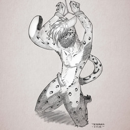 animal_genitalia animal_penis anthro bdsm bondage bondage_gear bound claws cuff_(restraint) erection feline_genitalia feline_penis finger_claws fur genitals handcuffed handcuffs looking_at_viewer male markings metal_cuffs muzzle_(object) muzzled nipples on_kness penis restraints solo spots spotted_body spotted_fur toe_claws tattorack felid feline mammal pantherine snow_leopard 1:1 absurd_res digital_media_(artwork) hi_res krita_(artwork) monochrome