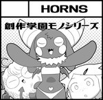 2017 2_horns :o accessory ahoge anthro belly belly_markings bibi_(o-den) black_body black_border black_ears black_fur black_tail black_tuft black_wings border bra clothing demon english_text eyewear female female_anthro female_human freckled_face freckles fur glasses group hair hair_accessory hairpin head_tuft heart_(marking) horn human human_ears japanese_text long_ears looking_at_viewer mammal markings membrane_(anatomy) membranous_wings monochrome neck_tuft o-den open_mouth open_smile panties raised_arms short_hair smile spade_tail succubus tail text tongue trio tuft underwear white_bra white_cheeks white_clothing white_horn white_panties white_tuft white_underwear wings