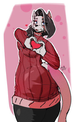 abstract_background anthro big_butt biped black_bottomwear black_clothing black_hair blue_eyes blush bottomwear braided_hair breasts butt clothed clothing dress ear_piercing eyeshadow female female_anthro fully_clothed gesture grey_markings greying_hair hair heart_gesture heart_symbol humanoid_hands lipstick long_hair makeup markings mature_anthro mature_female piercing red_clothing red_dress red_eyeshadow red_lipstick smile smiling_at_viewer snout solo standing tail text thick_thighs white_body white_tail alihsart kemma_(alihsart) domestic_cat felid feline felis mammal artist_name digital_drawing_(artwork) digital_media_(artwork) hi_res portrait signature three-quarter_portrait