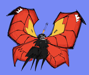 4_legs ambiguous_gender antennae_(anatomy) black_antennae black_body crown eyespots flying headgear insect_wings lepidopteran_wings markings monotone_body nude open_mouth pupils purple_background quadruped red_wings ruff sharp_teeth simple_background small_pupils spread_wings teeth wings stellantiswake disney hoppers_(disney) pixar titus_(hoppers) arthropod butterfly insect lepidopteran monarch_butterfly taur 2026 digital_media_(artwork) hi_res