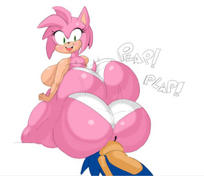 anthro big_breasts big_butt breasts butt clothed clothing duo facesitting female green_eyes huge_butt hyper hyper_butt male male/female motion_lines second-party_source sitting_on_another topless topless_female anonymous_artist sega sonic_the_hedgehog_(series) amy_rose sonic_the_hedgehog eulipotyphlan hedgehog mammal