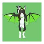 anthro black_body black_fur brown_hair claws fur green_body green_eyes green_fur grey_body grey_fur hair horn male paws skunk_stripe solo stripes tail white_body white_fur spicytheskunkdragon skunk-dragon hi_res model_sheet