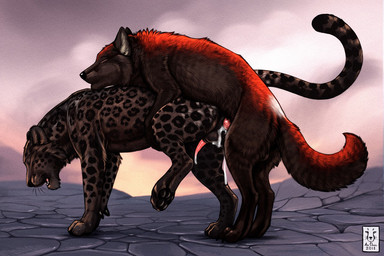 anal anal_penetration anatomically_correct anatomically_correct_genitalia anatomically_correct_penis animal_genitalia animal_penis anus balls black_body black_fur bodily_fluids butt canine_genitalia canine_penis claws cum cum_in_ass cum_inside cum_on_balls cum_while_penetrated duo erection excessive_cum excessive_genital_fluids eyes_closed feline_genitalia feline_penis feral feral_on_feral feral_penetrated feral_penetrating feral_penetrating_feral fluffy from_behind_position fur genital_fluids genitals knot knotting leaking_cum looking_pleasured male male/male male_penetrated male_penetrating male_penetrating_male markings mating_grip mounting open_mouth orgasm outside outside_sex pawpads paws penetration penis raised_leg raised_tail sex spots spotted_body spotted_fur standing standing_sex tail teeth whiskers anchee stoegi canid canine canis felid leopard mammal pantherine wolf 2018 digital_media_(artwork) shaded watermark