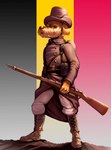 anthro army army_uniform belgian_flag belgium boots canid canine canis clothing domestic_dog flag footwear gun hi_res historical history humanoid male mammal military military_clothing military_uniform ranged_weapon rifle shoes solo thepimpartist uniform weapon world_war_1