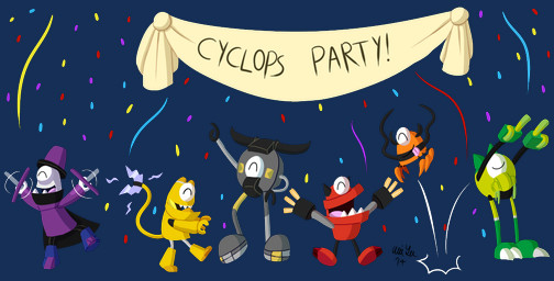 1_eye 2_fingers 2_horns 2_toes 3_fingers banner big_nose black_body blue_body claws confetti dancing eyes_closed feet feral fingers foot_markings gold_body green_body grey_body horn jumping leg_markings magician male male_feral markings orange_body party purple_body red_body tail tentacles toe_claws toes tongue tongue_out wand yellow_body yellow_tongue katonator cartoon_network lego mixels glomp_(mixels) kraw_(mixels) magnifo seismo teslo vulk_(mixels) cragster electroid flexers_(mixels) glorp_corp humanoid infernite mixel_(species) wiztastic 2014 alpha_channel