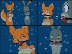 anthro asphyxiation bdsm big_pupils bondage bound breasts dilated_pupils drowning duo female fight gag imminent_death oversized_ball_gag pupils underwater water reimon-master-ii disney sek_studio squirrel_and_hedgehog zootopia judy_hopps lt._fox_vixen canid canine fox lagomorph leporid mammal rabbit comic