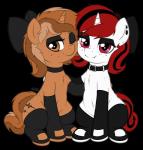 clothing cutie_mark duo eyeshadow female feral freckles hair horn legwear looking_at_viewer makeup multicolored_hair one_eye_closed simple_background smile transparent_background two_tone_hair zajice zippysqrl hasbro my_little_pony mythology fan_character lilith_(zajice) sign_(character) equid equine mammal mythological_creature mythological_equine unicorn 2017 absurd_res alpha_channel hi_res