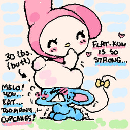 accessory ambiguous/ambiguous ambiguous_anthro ambiguous_gender anthro black_text blue_body blue_ears blush bodily_fluids butt chibi clothed clothing dialogue directional_arrow duo ellipsis exclamation_point eyes_closed featureless_butt featureless_feet featureless_hands feet furgonomics heart_symbol hood mostly_nude mostly_nude_ambiguous mostly_nude_anthro nude nude_ambiguous nude_anthro open_mouth pink_blush pink_hood pink_inner_ear ribbons short_tail sitting sitting_on_another sitting_on_head squigglevision struggling sweat sweatdrop tail tail_accessory tail_ribbon teeth text white_body yellow_nose ligma_(artist) onegai_my_melody sanrio flat_(sanrio) my_melody lagomorph leporid mammal mouse murid murine rabbit rodent 1:1 2026 animated archived_source digital_drawing_(artwork) digital_media_(artwork) english_text handwritten_text wigglypaint_(artwork) female_(lore) male_(lore)