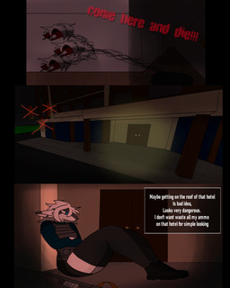 abandoned_building anthro blue_clothing blue_eyes bulletproof_vest clothing door femboy food gore gun hair hole_(anatomy) male male/male meat ranged_weapon shell_(projectile) shotgun solo tentacles text thinking weapon white_body white_hair raganlier mythology raganlier_(character) dragon monster mythological_creature mythological_scalie scalie 4:5 comic english_text hi_res