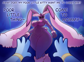 ambiguous_gender ambiguous_pov anthro breasts curvy_figure dialogue disembodied_hand duo female first_person_view forest genitals hair looking_at_viewer mommy_kink nipples nude plant solo_focus standing talking_to_viewer text thick_thighs tree voluptuous vulva wide_hips outletdraws nintendo pokemon outlet_(outletdraws) generation_4_pokemon lagomorph lopunny mammal pokemon_(species) shinx digital_media_(artwork) english_text hi_res