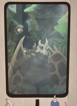 anthro bathroom big_nipples claws fluffy fluffy_tail genitals horn looking_at_viewer magic male mirror nipples nude overweight overweight_male penis portal reflection solo tail wings papa_olive disney the_owl_house papa_titan_(the_owl_house) demon titan_(the_owl_house) hi_res