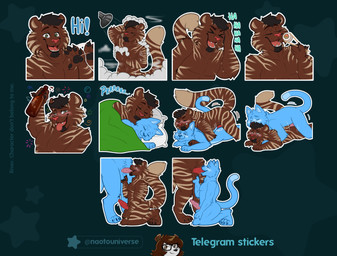 alcohol anal anal_penetration anthro balls beer beverage duo fellatio food genitals laugh licking male male/male male_penetrated male_penetrating male_penetrating_male oral penetration penile penile_penetration penis penis_in_ass penis_lick sex shower sleeping solo sticker sushi telegram_sticker text tongue tongue_out naoto telegram felid mammal pantherine tiger hi_res multiple_images