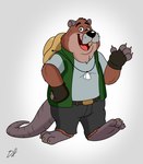 anthro bottomwear clothing feet hat headgear headwear humanoid_hands male mature_male overweight overweight_male pants shirt solo topwear thedomjenkins brok_the_investigator cowcat_games tramp_(brok_the_investigator) cricetid mammal muskrat rodent 2023 hi_res