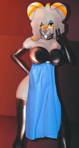 anthro armwear blue_clothing blue_dress blue_eyeshadow blue_lipstick breasts buckteeth choker clothing dress elbow_gloves eyeshadow female fur gloves grey_body grey_fur hair handwear jewelry latex latex_armwear latex_clothing latex_elbow_gloves latex_gloves latex_handwear latex_legwear latex_thigh_highs latex_topwear legwear lipstick makeup necklace orange_eyes solo teeth thigh_highs topwear conditional_dnp gusta gusty_(gusta) chinchilla chinchillid mammal rodent hi_res herm_(lore)