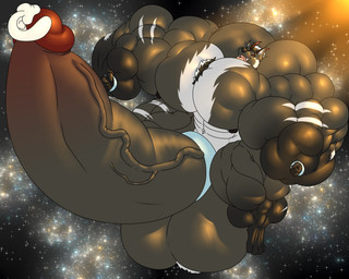 anthro balls big_balls big_muscles big_penis bodily_fluids cum ejaculation genital_fluids genitals huge_balls huge_muscles huge_penis humanoid_genitalia humanoid_penis hyper hyper_balls hyper_genitalia hyper_muscles hyper_penis macro male muscular muscular_male penis solo space terra_macro vein veiny_penis zerozero hi_res
