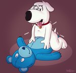 anthro blue_body humping humping_toy male masturbation motion_lines plushie plushophilia seam_(sewing) solo stitch_(sewing) tail teddy_bear tongue tongue_out white_body mirakee family_guy brian_griffin bear canid canine canis domestic_dog mammal hi_res